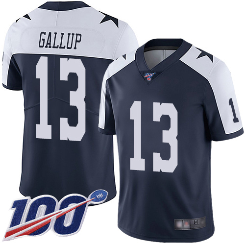 Men Dallas Cowboys Limited Navy Blue Michael Gallup Alternate #13 100th Season Vapor Untouchable Throwback NFL Jersey